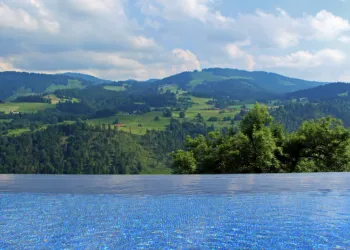 Infinity pools over looking hills