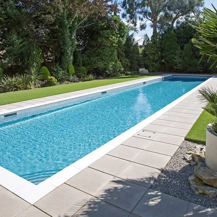 An outside Falcon Pool exercise lap pool with Ischia pool finishing