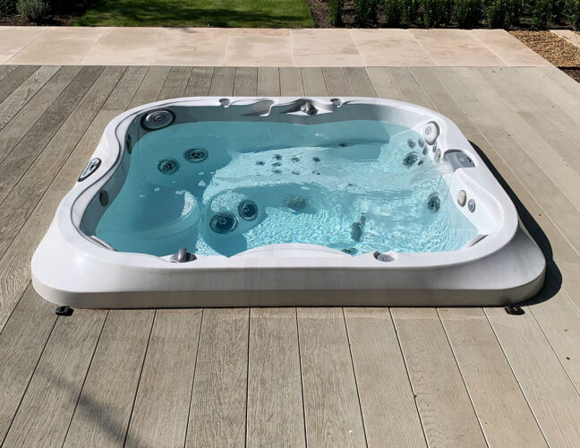 Hot tub built into decking