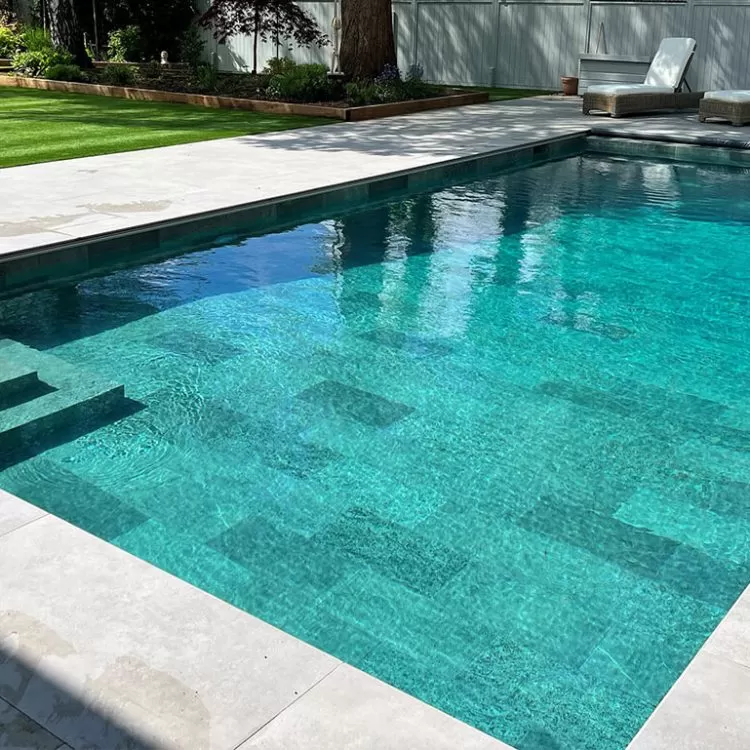 Luxury Outdoor Falcon Pool With Stone Square Corner Steps